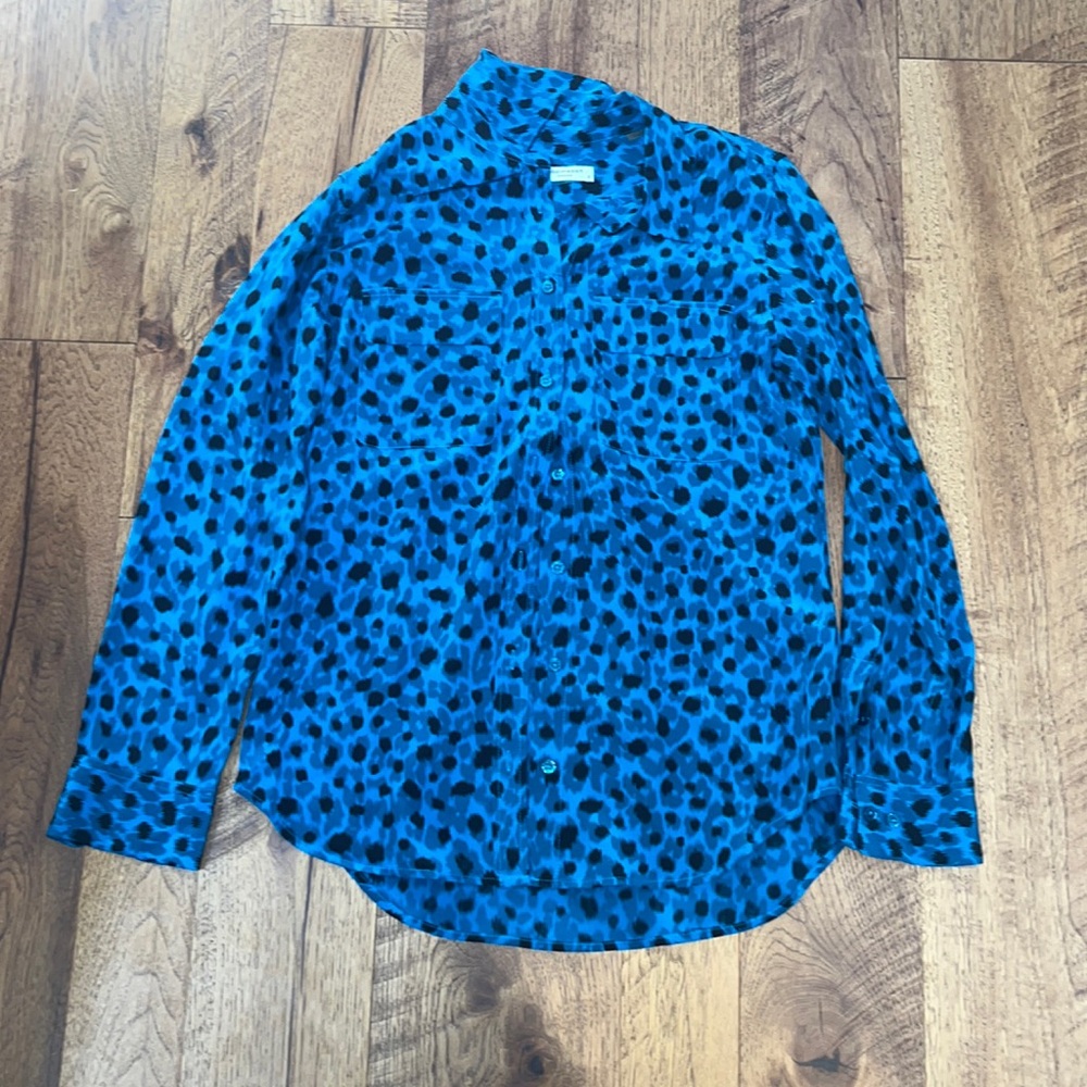 Equipment Femme Woman’s Blue Printed Silk Button Down Size S